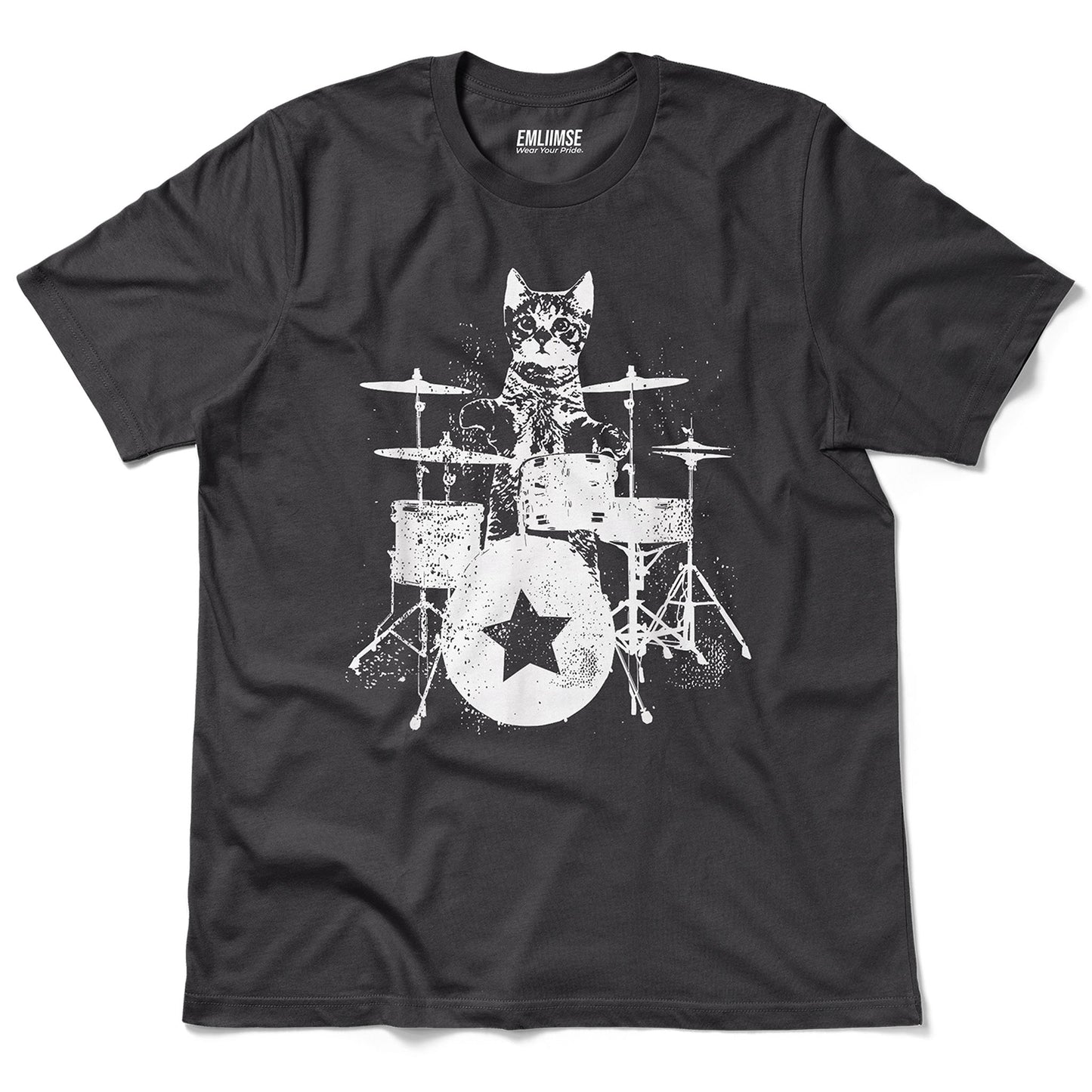 Punk Rock Cat Drummer T-Shirt