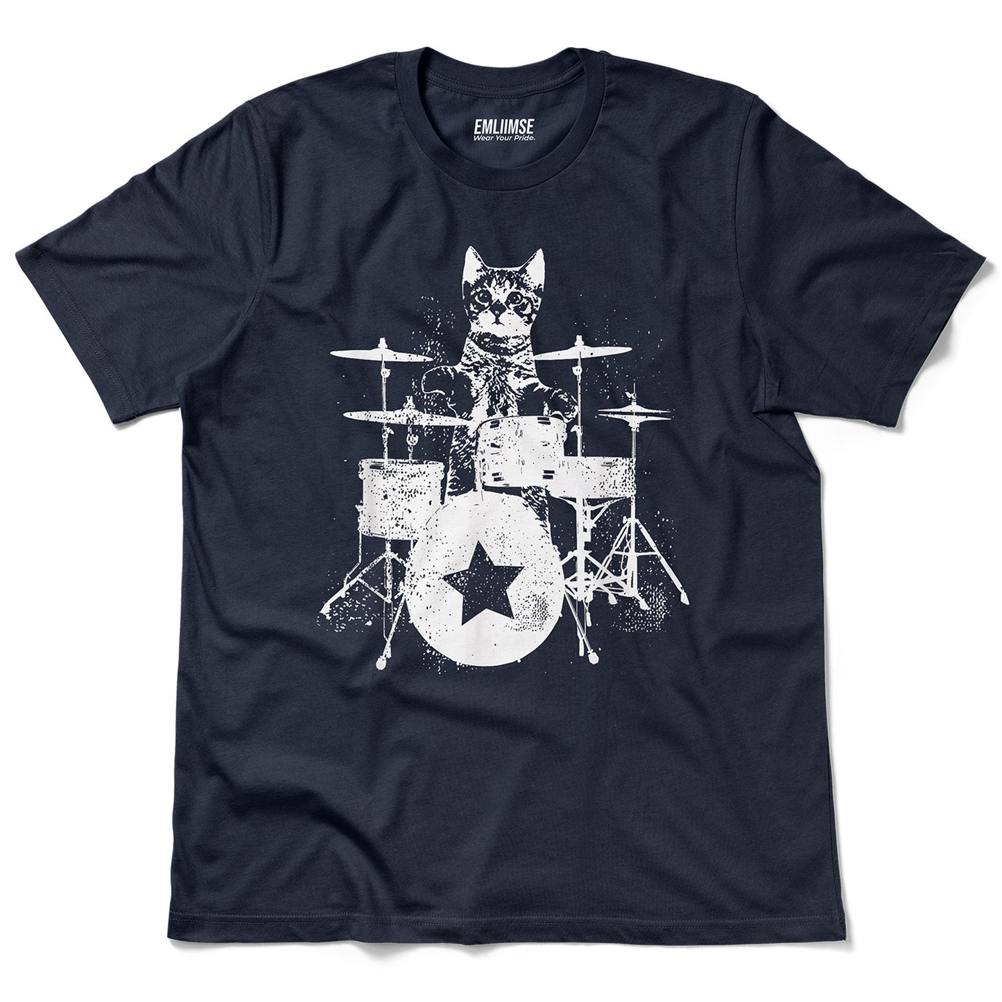 Punk Rock Cat Drummer T-Shirt