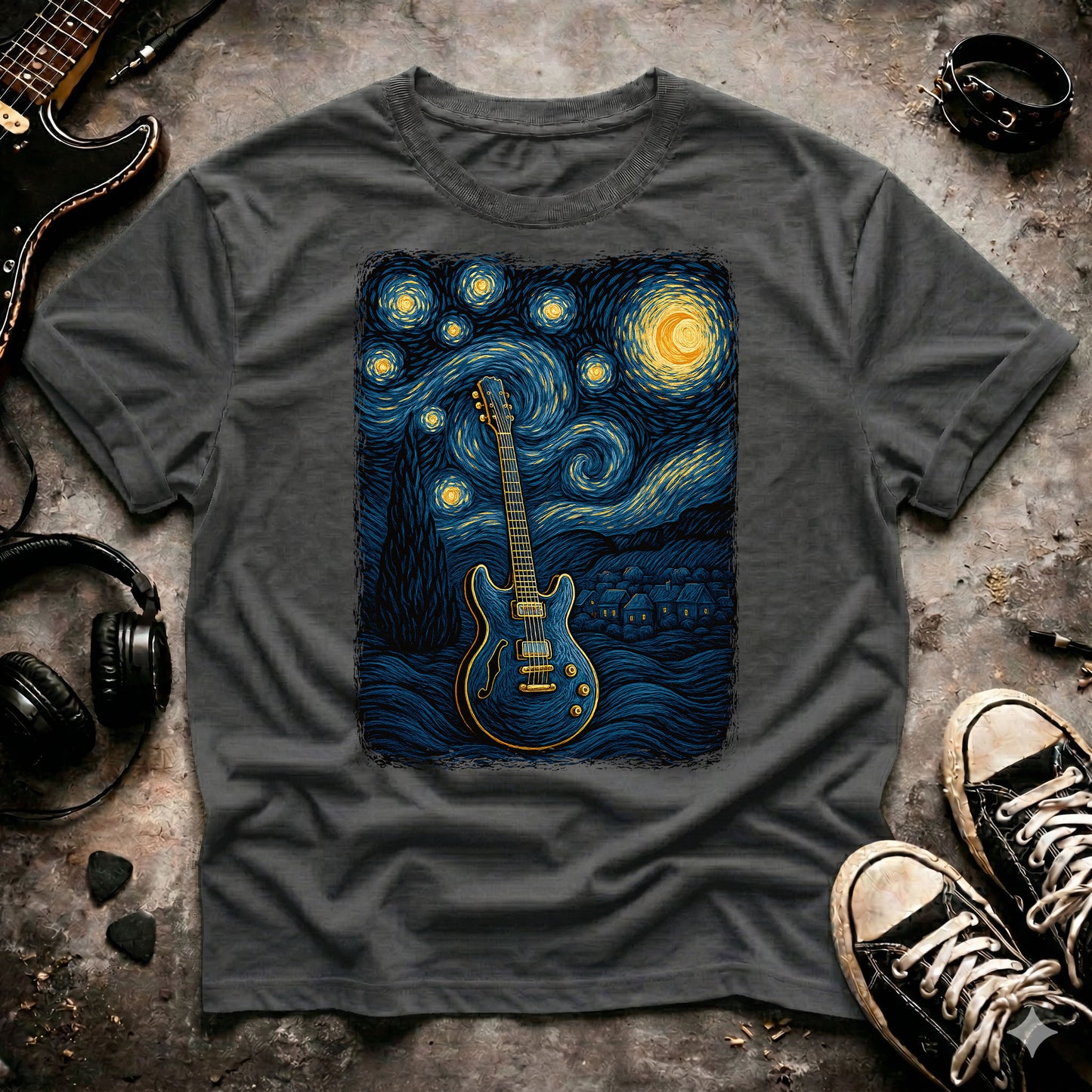 Rock Guitar Starry Night T-Shirt