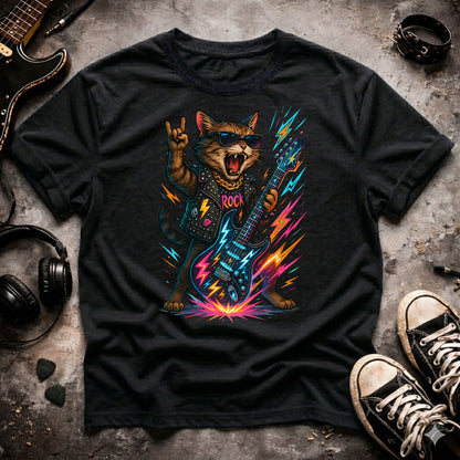 Rock Cat Neon Guitar T-Shirt