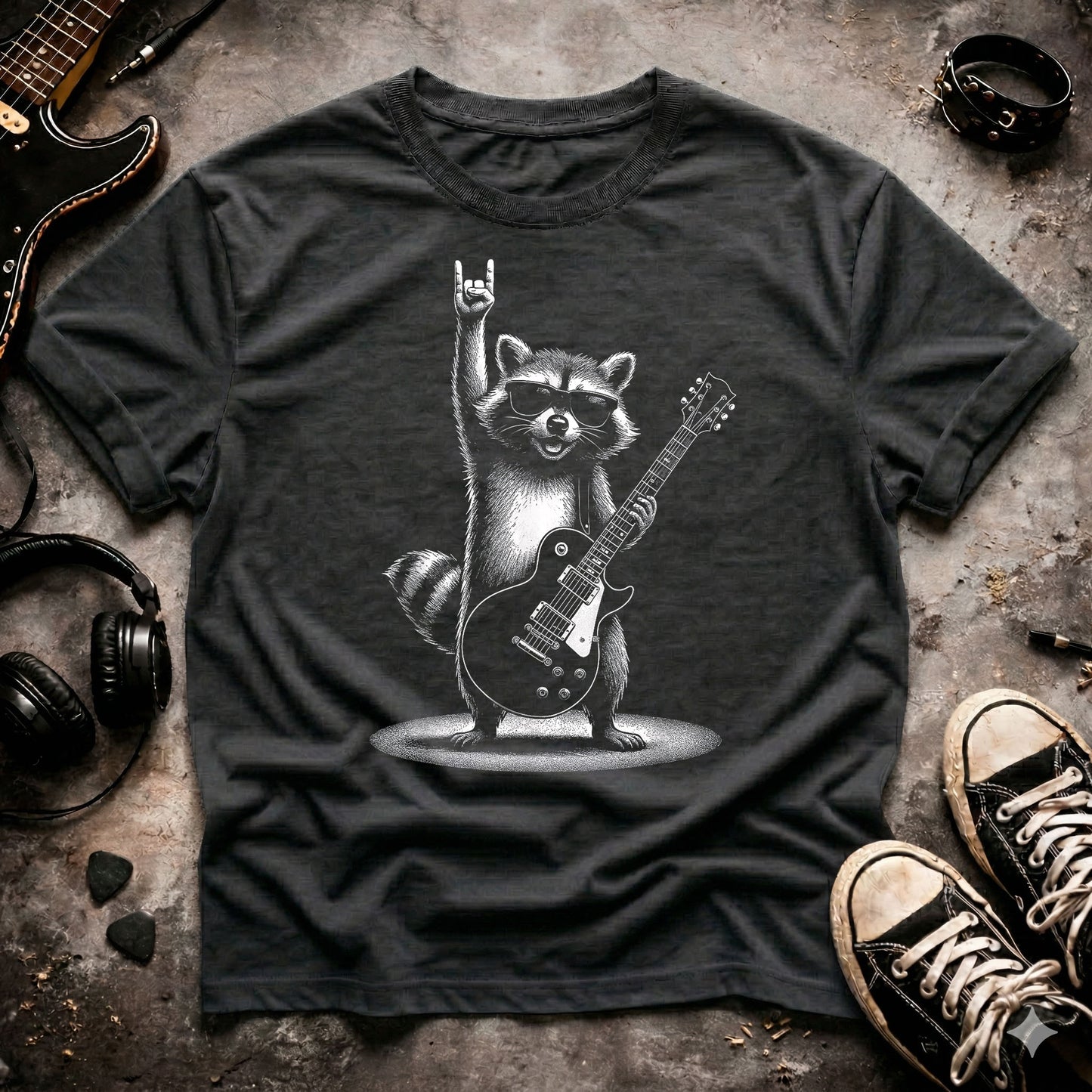 Rock On Raccoon Guitar T-Shirt