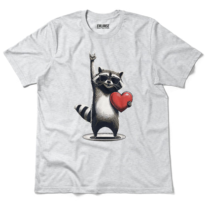 Rock On Raccoon Valentine's Day T-Shirt