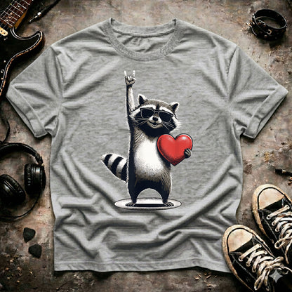 Rock On Raccoon Valentine's Day T-Shirt