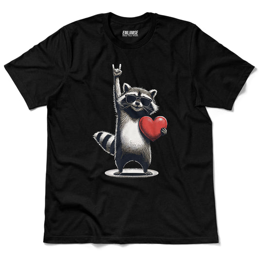 Rock On Raccoon Valentine's Day T-Shirt