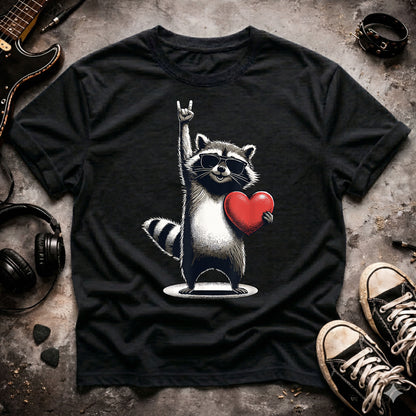 Rock On Raccoon Valentine's Day T-Shirt