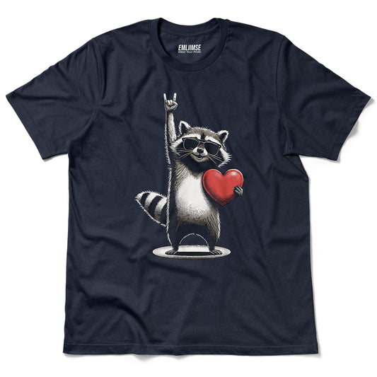 Rock On Raccoon Valentine's Day T-Shirt