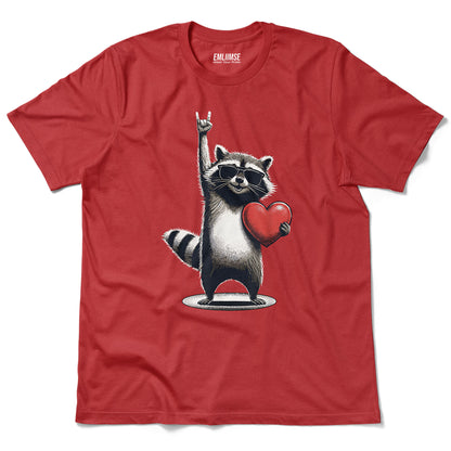 Rock On Raccoon Valentine's Day T-Shirt