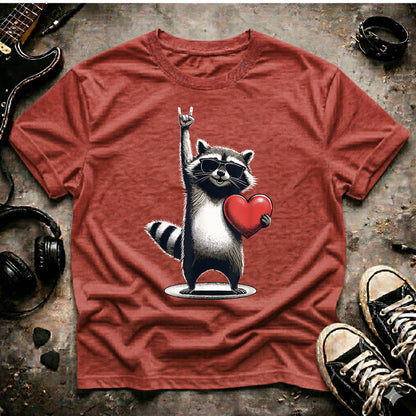 Rock On Raccoon Valentine's Day T-Shirt