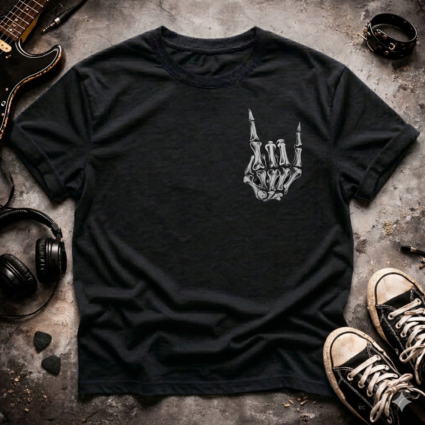 Rock On Skeleton Hand T-Shirt